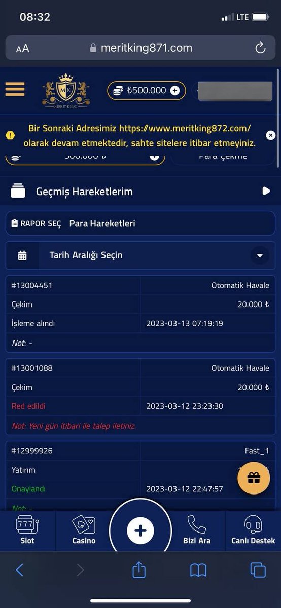 BahisSikayet's tweet photo. Üye @MeritKingOnline @kingroyalresmi ye 10K deposit yapıyor #slot oynuyor.
520K kazanıyor
20K çekimi ödeniyor. 
500K olan hesabı kapatılıyor. 
Umarız biran önce bu sorunu
#Meritking çözer.
Sorun çözülürse
Bizi takip eden RT yapan
10 kişiye 5K verilecektir
https://t.co/n68xb5eJck https://t.co/xLdZRIiilz