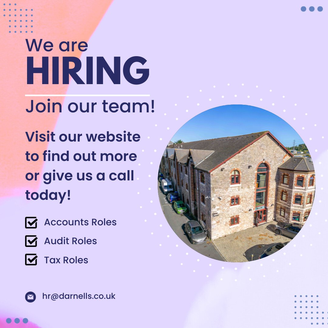 We are recruiting! 

Are you looking for a new and exciting opportunity within the accountancy world? If so take a look at our current vacancies!

darnells.co.uk/careers/curren…

#mindfulemployer #workwithus #AccountantsDevon #AccountantsNewtonAbbot #AccountantsTotnes #AccountantsExeter