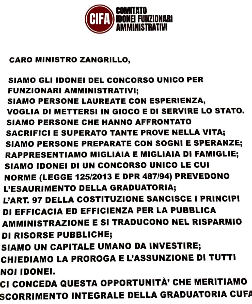 Dei 6500 #idoneicufa chiamati finora,attualmente lavorano effettivamente soltanto 3000 persone,cioè giusto i posti iniziali messi a concorso.Per questo non ha senso rottamare già questa graduatoria <a href="/ella_bucalo/">Ella Bucalo</a> <a href="/andcasu/">Andrea Casu</a> <a href="/FurlanAnnamaria/">Annamaria Furlan</a> <a href="/rosariamato/">Rosaria Amato</a> <a href="/Paolo_Zangrillo/">Paolo Zangrillo</a> <a href="/LuciaVuoloEU/">Lucia Vuolo 🇮🇹🇪🇺</a>