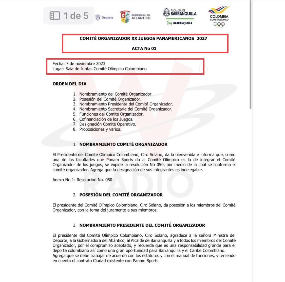 AForeroM's tweet photo. Mafe.

Esta es el acta de una reunión de noviembre 7 en la que @MinDeporteCol se comprometió a girar los US 8 millones en diciembre.

¿Qué más evidencia necesitas para borrar un trino abierta y descaradamente falso? ¿Te parece ético difundir noticias falsas a sabiendas? https://t.co/qW1YKTO1tc