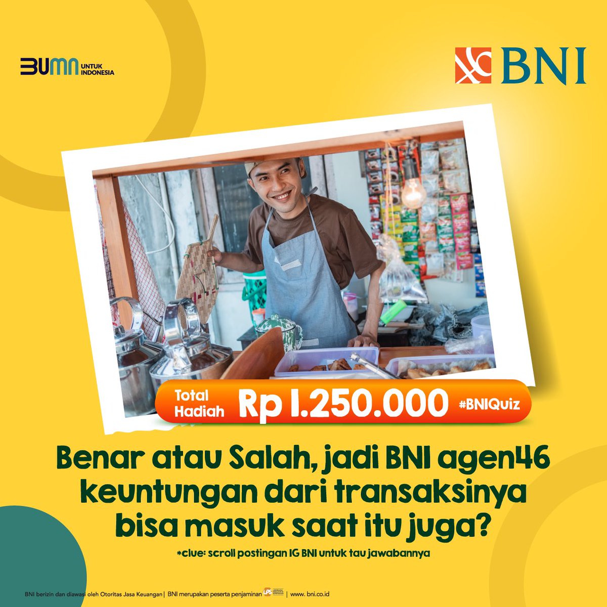 Jumat ini spesial banget karena ada #BNIQuiz pertama di tahun 2024!😎

Jadi 5 orang yang berhasil jawab soal kuis di bawah ini dengan tepat, buat kantongin total hadiah Rp1.250Juta!💰

Pastinya kamu harus like &amp; repost tweet ini dan sertakan #BNIQuiz dan #MelayaniPalingDekat ya!