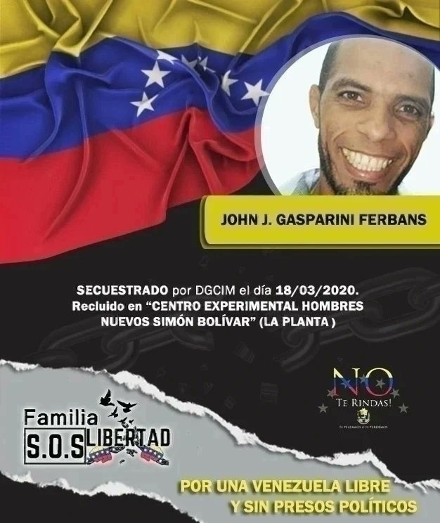 Hoy #05ENE son 1388 días de la DETENCIÓN ARBITRARIA de mi esposo John Jairo Gasparini. Seguimos Exigiendo LIBERTAD para mí Esposo y para todos los Presos Políticos. Todos merecen estar en LIBERTAD. 

#NosFaltanMás

@ONU_es 
@GerardoBlyde
@KarimKhanQC 
@Almagro_OEA2015 
@mbachelet