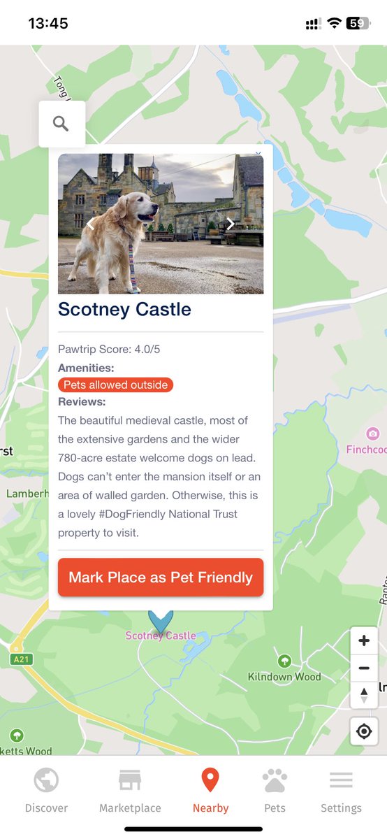 <a href="/PipTheDog5/">Pip the Golden Retriever 🌈</a> <a href="/scotneycastleNT/">Scotney Castle</a> Thanks for that ! We’ve gone ahead and added your review on the app. 

As you explore new places, you can add them too. 🐾