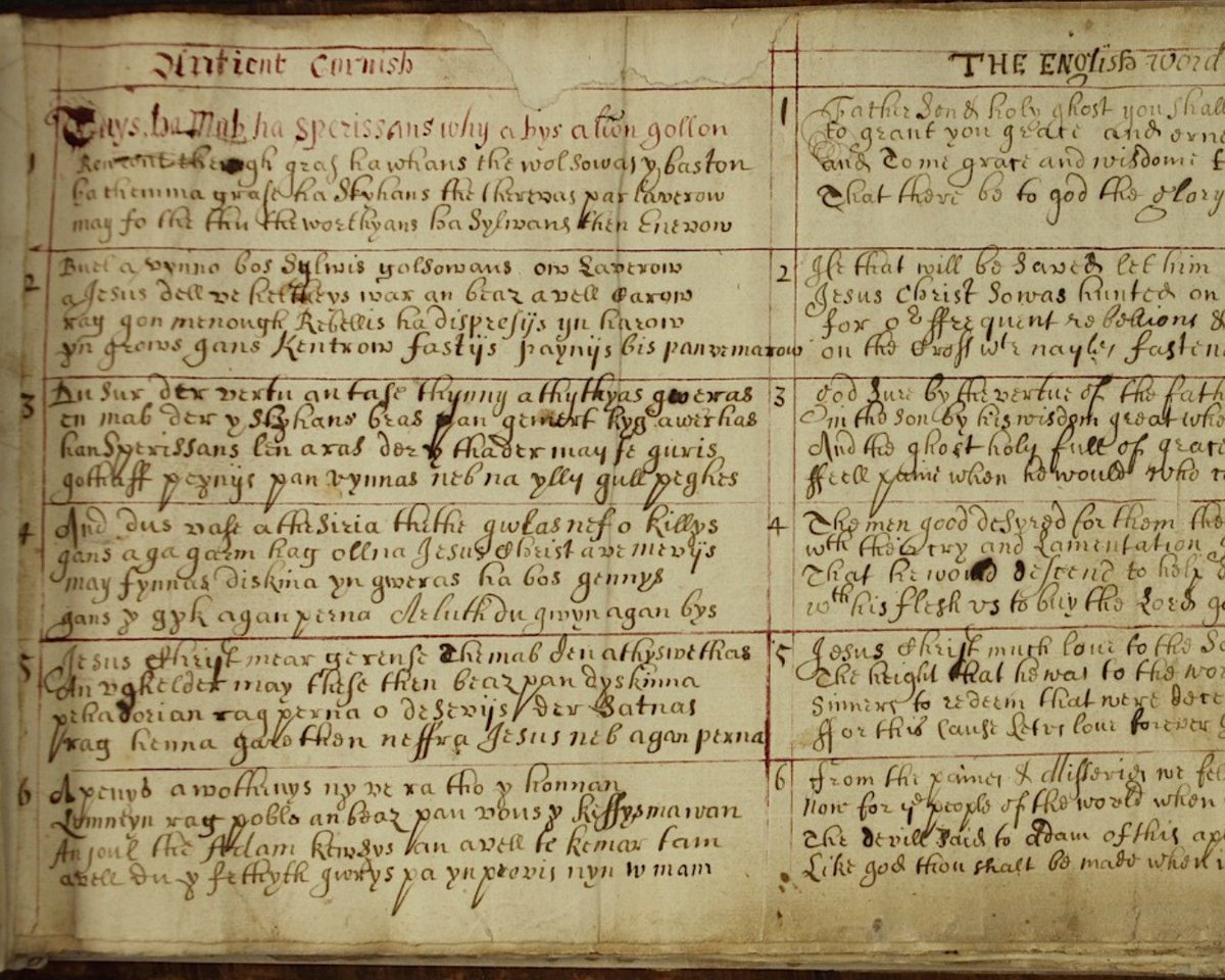 kresenkernow's tweet image. For today&apos;s @HeritageFundUK #heritagetreasures we&apos;ve chosen William Scawen&apos;s manuscript &apos;Antiquities Cornubrittanic’ from 1688.  Realising the Cornish language was dying out, he wrote several manuscripts including this one.  #kernewek #cornishlanguage @HeritageFundL_S