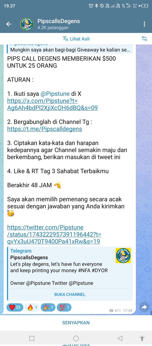 AirdropBarryJP's tweet photo. @Pipstune "DONT FORGET TO TAKE PROFITS DONT BE GREEDY"

Semoga Chanel Pips Di Tahun 2024 Bisa Semakin Ramai Dan Bisa Memberikan Info Gems Untuk Para Membernya

@soe_lay27 
@Rexart3dx 
@febrimahfud 

TG = @Barry_Ramz https://t.co/mjUnOFEPGB