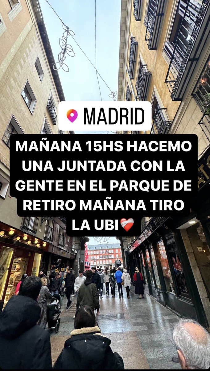 🚨MAÑANA JUNTADA EN MADRID 🚨
HORA: 15 HS
LUGAR: PARQUE DEL RETIRO