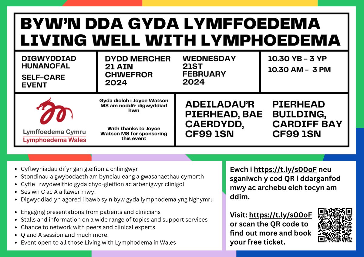 LymphNetWales's tweet photo. 📢 I archebu / To book: https://t.co/TGDMC6IlfX

#lymphoedema #lymphoedemawales #lymffoedemacymru #lymphoedemawareness #lwcn #lymphoedemawalesclinicalnetwork #lymffoedema #patientevent #event #livingwellwithlymphoedema #selfcare #selfcareevent #savethedate #booknow https://t.co/dO4vVpNVfM