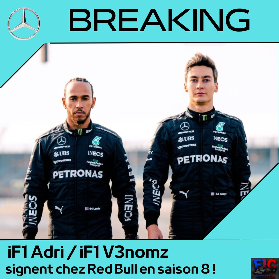 F1Champ__'s tweet photo. 🚨 BREAKING 🚨

Le duo Mercedes sera aux couleurs de la iF1 cette saison ! https://t.co/T9yzbnwdqr