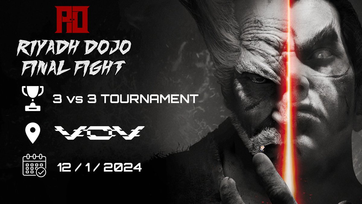 قربت البطولة و زاد الحماس 🔥
جهز فريقك لبطولة final fight الاسبوع القادم في <a href="/VOV_XP/">VOV Gaming</a> واجهة الرياض 

و لا تنسون التصويت RiyadhDojo awards بينتهي التصويت بيوم الثلاثاء 🤛🤜
رابط التصويت: docs.google.com/forms/d/e/1FAI…

رابط بث البطولة في التويتش: twitch.tv/riyadhdojo