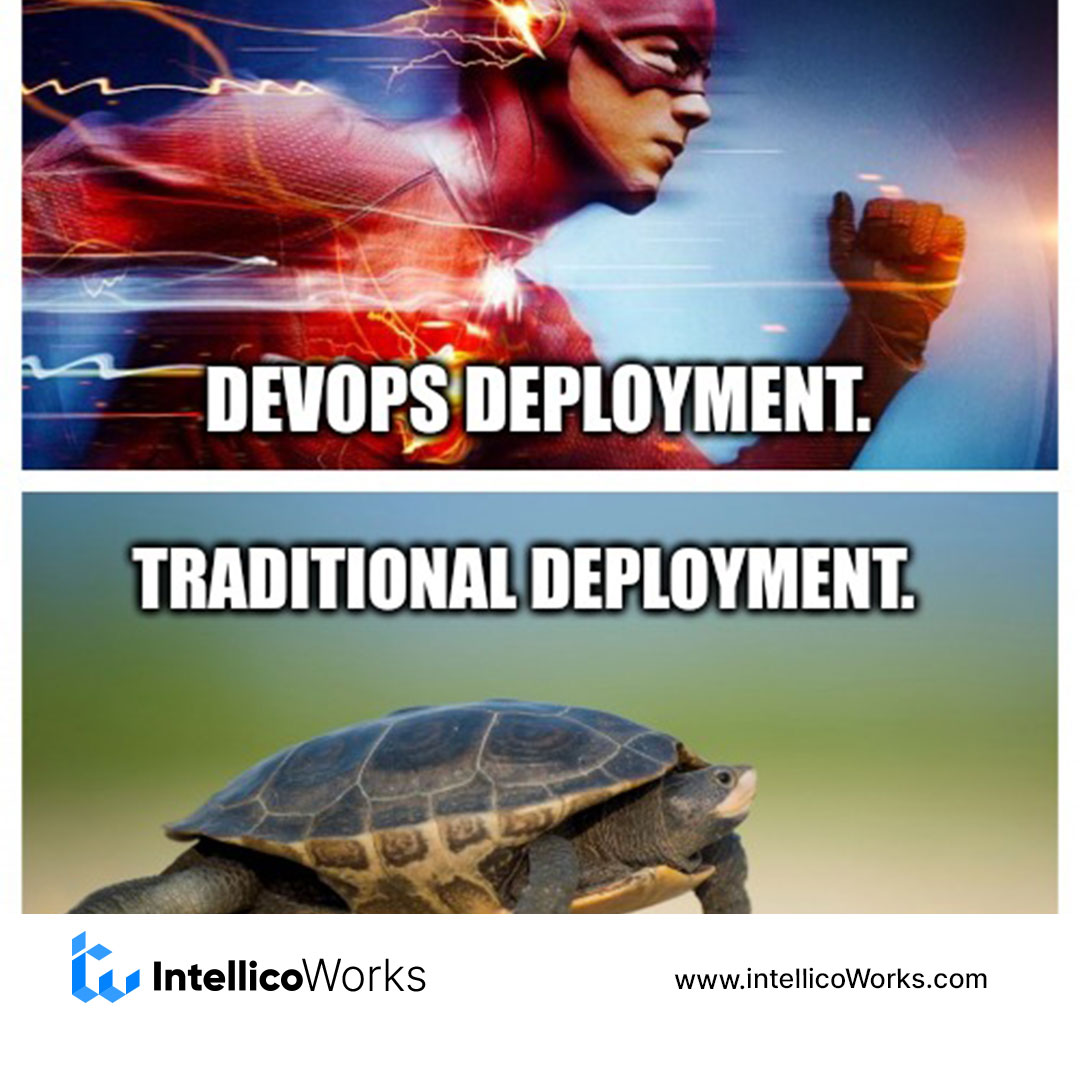 IntellicoWorks's tweet photo. Speed matters in deployment! ⚡

#IntellicoWorks #DevOps #MemeFriday #DevOpsMeme https://t.co/sl4sdMt1eA