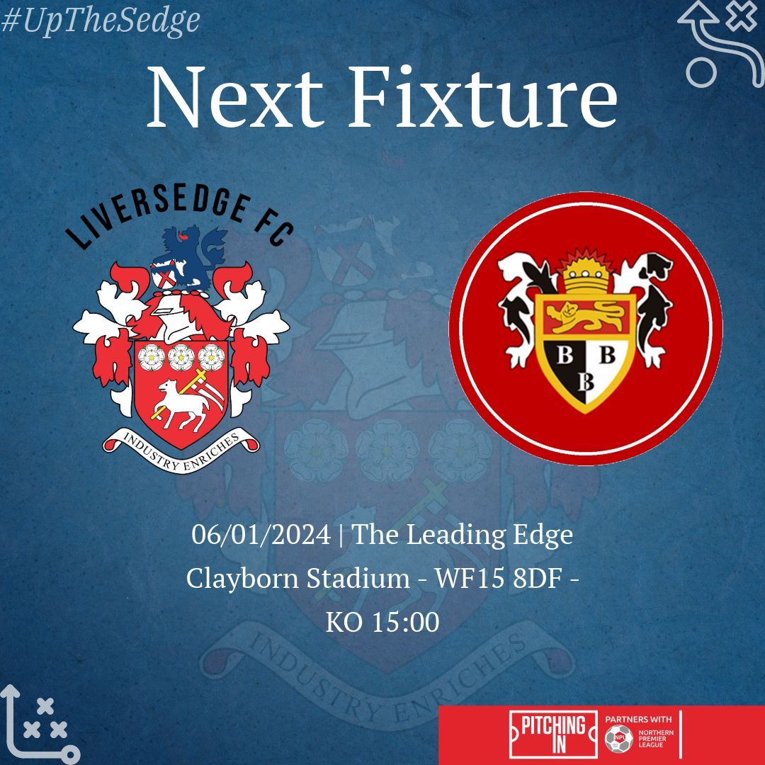 Liversedge_FC's tweet photo. Thank you to our amazing volunteers for their efforts last night; their work should make this game happen! 👏 

🆚 @BridTownAFC
🏆 Northern Premier League Div East
🗓️ 06/01/2024
⏰ 15:00
🏟️ The @LeadingEdgeSign Clayborn Stadium - WF15 8DF
🎟️ £10/£5/u16 £3/u5 Free https://t.co/ThX3fMJyp5