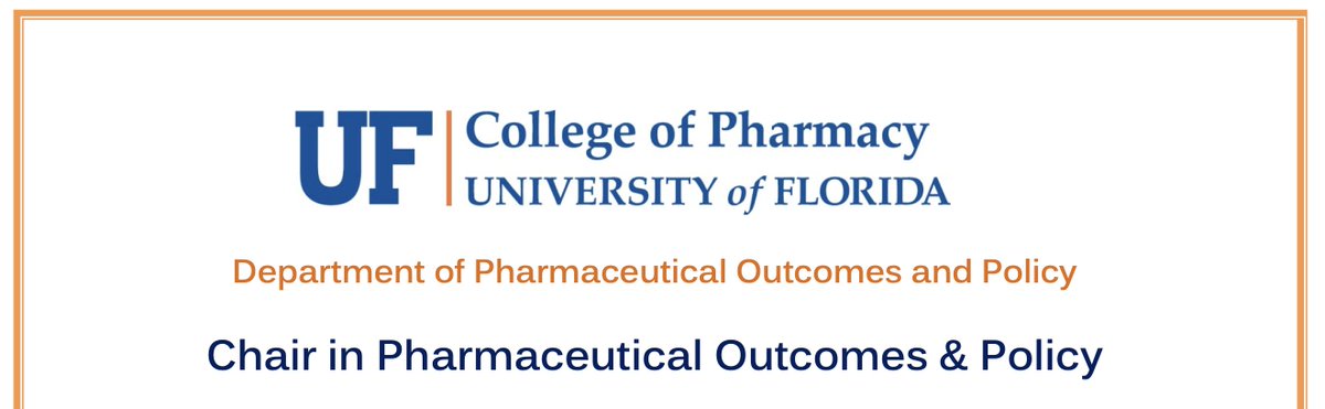 UFCoDES's tweet photo. The University of Florida Department of Pharmaceutical Outcomes and Policy has opened the search for its next chair. https://t.co/wsJCsG3rKJ https://t.co/q6mwSIHrj7