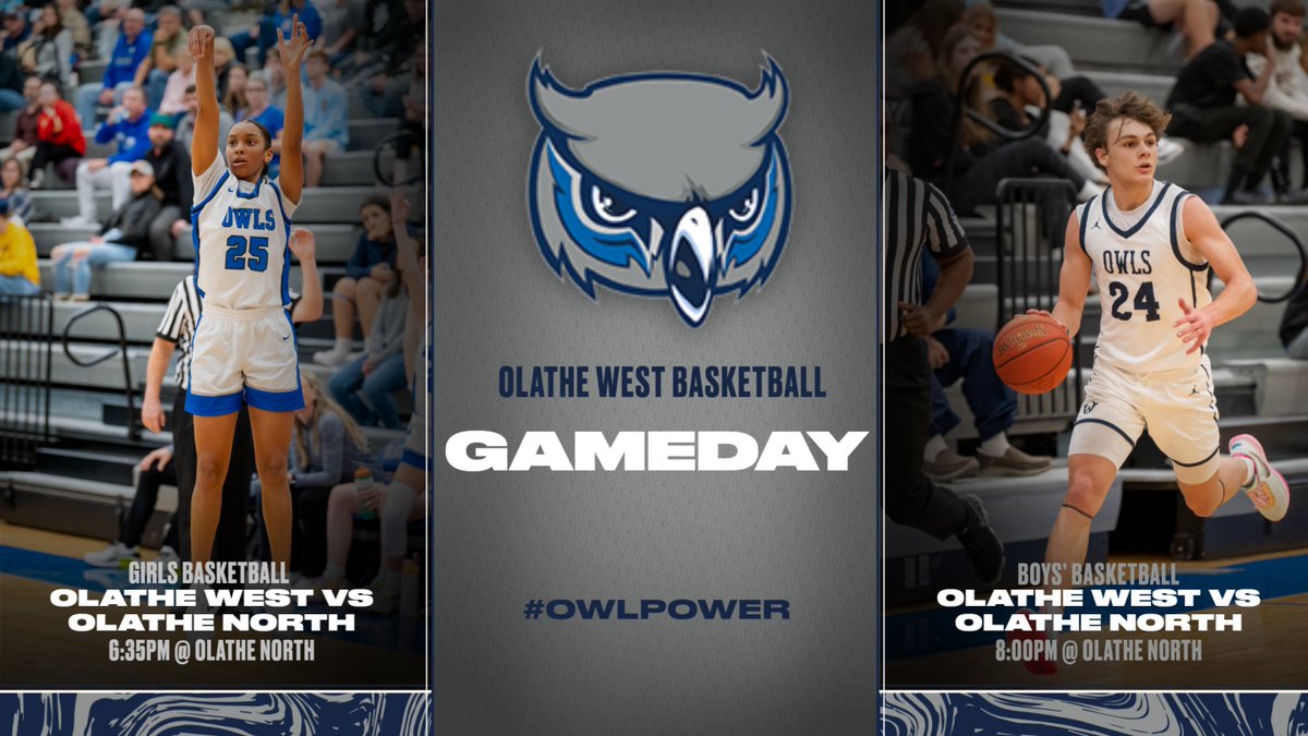ADButlerOW (@adbutlerow) on Twitter photo GAME DAY for OW Basketball! <a href="/ow_owls/">OW Owls GBB</a> and <a href="/OW_Owls_Hoops/">West Owls Basketball</a> are on the road tonight at Olathe North! PLEASE NOTE THE VARSITY GAME TIMES. <a href="/SFLLeagueKS/">Sunflower League</a>
⏰Girls @ 6:35 Boys @ 8:00
📍Olathe North HS
🎟️$5 Students $7 Adults
📺<a href="/SpectrumNewsKC/">Spectrum News Kansas City</a> GAME DAY for OW Basketball! <a href="/ow_owls/">OW Owls GBB</a> and <a href="/OW_Owls_Hoops/">West Owls Basketball</a> are on the road tonight at Olathe North! PLEASE NOTE THE VARSITY GAME TIMES. <a href="/SFLLeagueKS/">Sunflower League</a>
⏰Girls @ 6:35 Boys @ 8:00
📍Olathe North HS
🎟️$5 Students $7 Adults
📺<a href="/SpectrumNewsKC/">Spectrum News Kansas City</a>