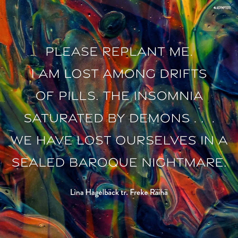 asymptotejrnl's tweet photo. The universally praised poetry of @hagelbck casts a "colloquial enchantment", lush with images of shy violas and velvet nebulas.
Step into this animated world that questions the idea of austere or quiet Swedish poetry, as translated by @FrekeRai: https://t.co/9rJ7aoh6vf https://t.co/GZC4ZeH3xP