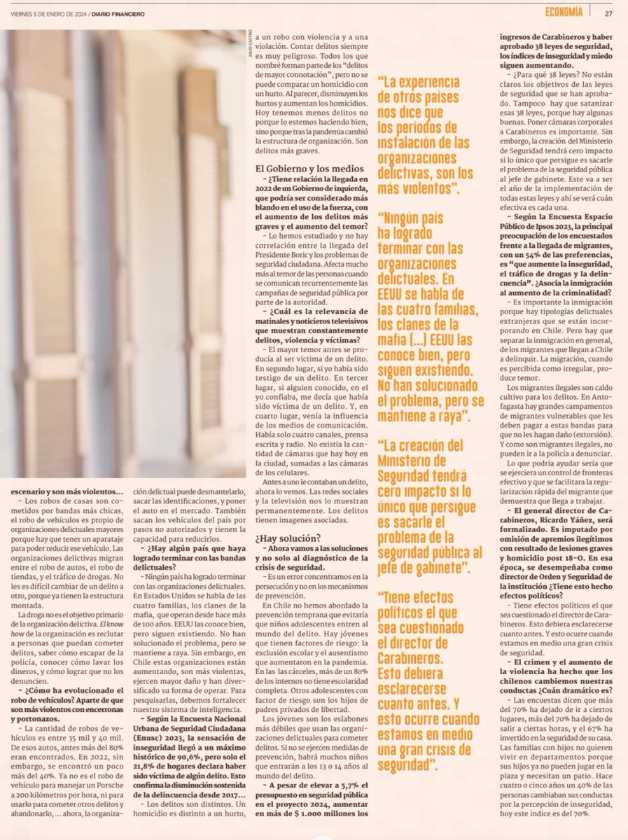 cleporati's tweet photo. “No hay correlación entre la llegada del Presidente Boric y los problemas de seguridad ciudadana”.
Daniel Johnson, director Fundación Paz Ciudadana, en entrevista para @DFinanciero .

La estrategia comunicacional de la oposición se debilita. https://t.co/GTe5XVrhFV