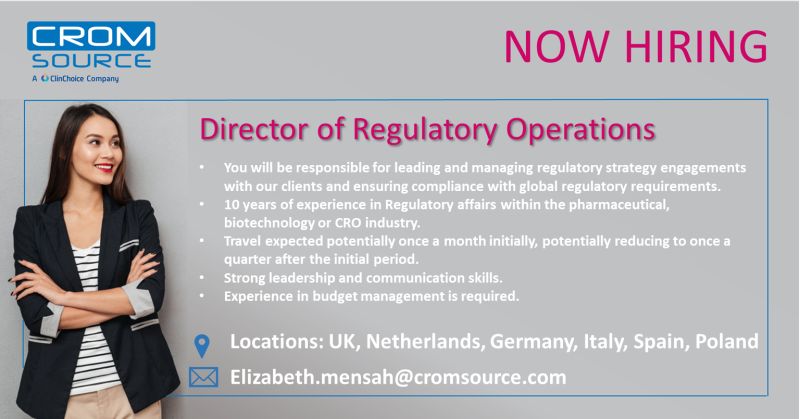 TalentSourceLS's tweet photo. ClinChoice, the parent company of CROMSOURCE, is seeking a Director of Regulatory Operations to join our growing team. 

https://t.co/Oi98boTcs1

#regulatory #jobs #hiring #careers https://t.co/wCA8nx0nH5