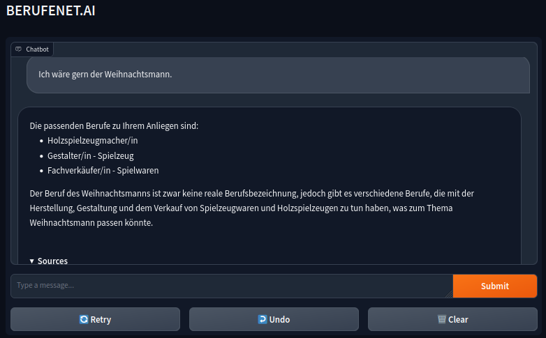 AFischer1985's tweet photo. @badlogicgames Sowas hab ich auch kürzlich gebaut, mit Daten von #BERUFENET der @Bundesagentur und auf Basis der rundum empfehlenswerten open-source KI Mixtral (8x7B-instruct-v0.1) 👍 https://t.co/fjZbLwlHvg