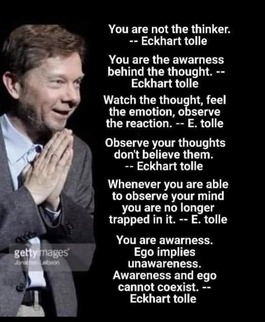 sbraegger11's tweet photo. "You are the awareness behind the thought."
_Eckhart Tolle #spiritual #awareness #divine #universal #energy #Source #cretion #soul #love #oneness #peace #growth #empowerment https://t.co/jnHfDWoW6u