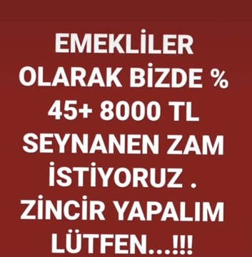 TC_MKemal's tweet photo. Lütfen  RT Yapıp..Zincir yapıp paylaşalım

👉PES demedik REST dedik!  

Emekliler olarak bizde %45+8000 TL Seyyanen zam istiyoruz.    

 #EmeklidenRest https://t.co/nCXnOLfaZz