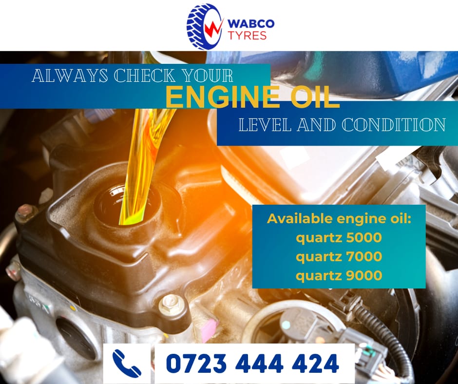 Check oil levels regularly!
Choose Quartz 5000, 7000, or 9000 for optimal protection.

Visit WabcoTyres - your trusted partner in automotive excellence.

#EngineCare
#WabcoTyres