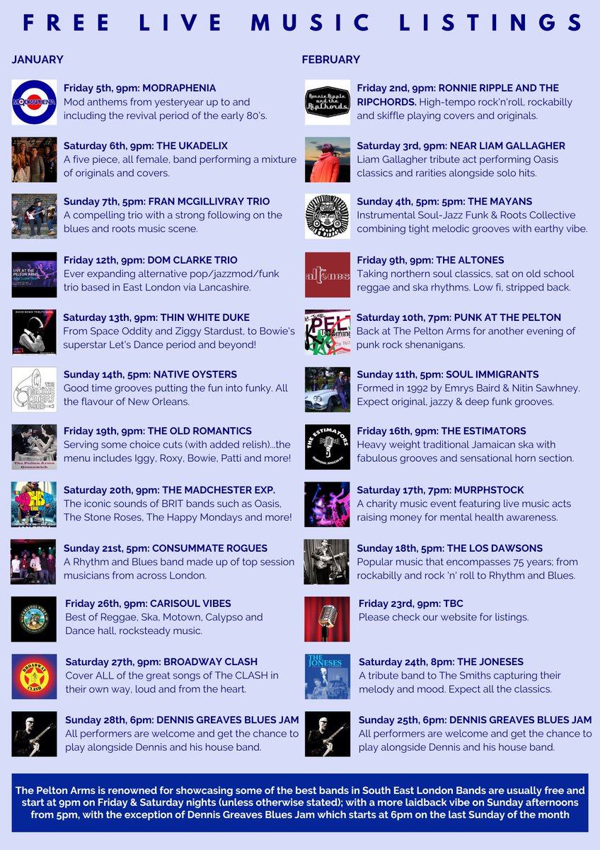 Pelton Arms (@peltonarms) on Twitter photo Hereās what we have coming up in January and listings for February too. Pick up a copy from the pub, don't miss a thing! #bands #freelivemusic #SE10 #pub <a href="/Wandercrust_LDN/">Wandercrust Pizza</a> #pizza #beer #greenwich Hereās what we have coming up in January and listings for February too. Pick up a copy from the pub, don't miss a thing! #bands #freelivemusic #SE10 #pub <a href="/Wandercrust_LDN/">Wandercrust Pizza</a> #pizza #beer #greenwich
