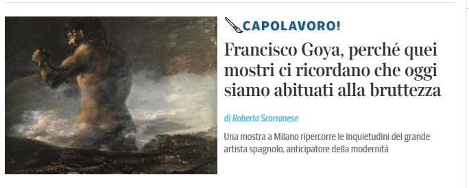 Goya, la ragione che scende a patti con l'inconscio, la consapevolezza che l'inferno è nella vita di tutti i giorni. Il mio pezzo oggi #Capolavoro corriere.it/cronache/24_ge…