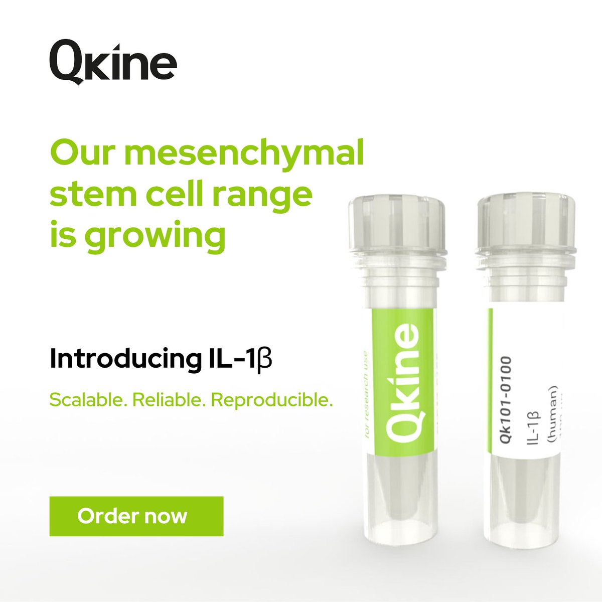 QkineBio's tweet photo. We have launched IL-1 beta as part of our mesenchymal stem cell range.
This highly pure and animal-free recombinant protein comes with our bioactivity guarantee and excellent lot-to-lot consistency.
Try it now - https://t.co/hZCBoynLoE
#GrowthFactor #StemCells #AnimalFree https://t.co/T1uu0zbtgA