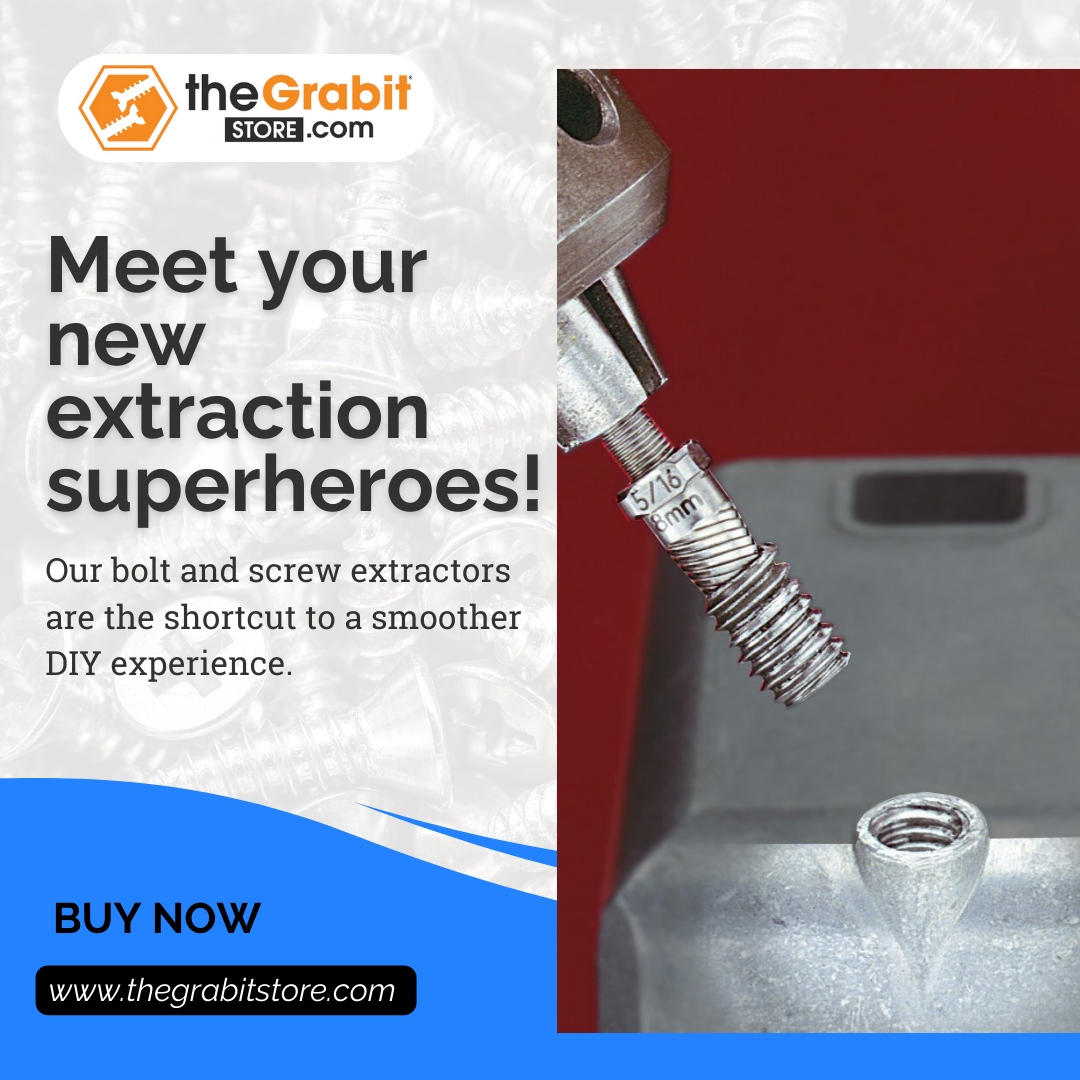 Unleash the power of our extraction superheroes! 💪 

The Grabit Store's bolt and screw extractors are the ultimate shortcut to a smoother DIY experience. 

No more hassles – just efficient, effective results. 

Grab yours now! 🛠️

#ExtractionHeroes #DIYEssentials