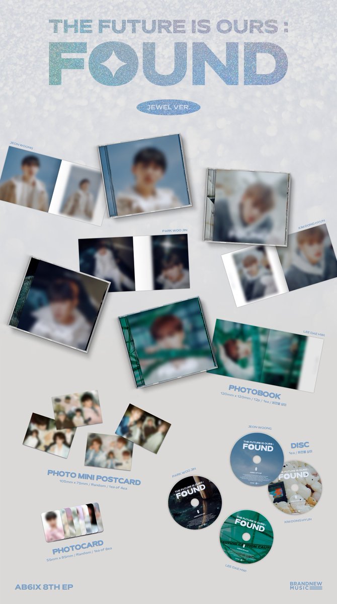 machistuff's tweet photo. ❗Open PO❗

AB6IX 8TH EP - 'THE FUTURE IS OURS : FOUND'

PB (makestar) 320k dp 200k
Jewel (ktown) 215k dp 150k
Platform (minirecord) 180k dp 150k

📢 Close PO 19 Januari!
Fix order -> https://t.co/IlLpvRuuyU
📩 DM for questions

*detail pob dan pilihan versi cek di next twit ⤵️ https://t.co/8Ur15ehxb7