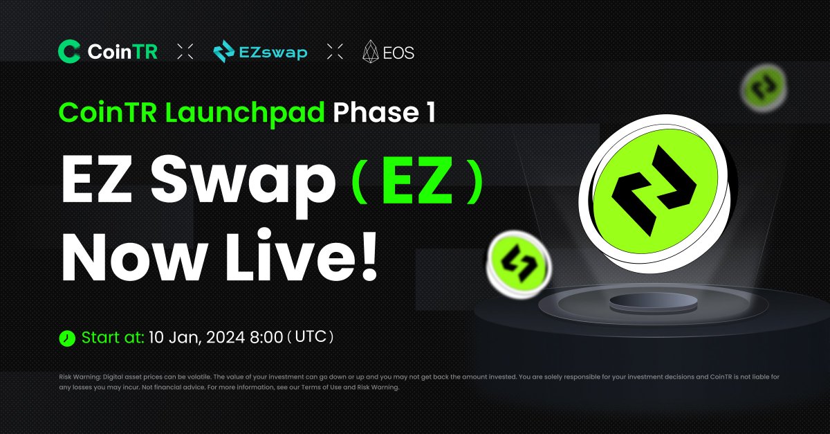 0xSlayertoMoon (@0xslayertomoon) on Twitter photo 🔥#CoinTR Launchpad is LIVE! 🔥@EZ_swap <a href="/EOSNetworkFDN/">EOS is now Vaulta!</a>
⏰ Subscription: Jan 10 — Jan 18, 2024
🎫 Earn tickets through KYC, staking & hold EOS, and inviting friends.
💵 1,000,000 EZ for all participants.
📆 Join us now for a dive into the future of cryptocurrency.
📌 More 🔥#CoinTR Launchpad is LIVE! 🔥@EZ_swap <a href="/EOSNetworkFDN/">EOS is now Vaulta!</a>
⏰ Subscription: Jan 10 — Jan 18, 2024
🎫 Earn tickets through KYC, staking & hold EOS, and inviting friends.
💵 1,000,000 EZ for all participants.
📆 Join us now for a dive into the future of cryptocurrency.
📌 More