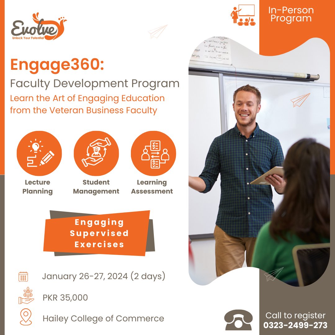 evolveplc's tweet photo. Secure your spot in the Engage 360 Faculty Development Training Program. Enhance teaching proficiency, incorporate modern pedagogical methods, and leverage technology for impactful classroom experiences. Join us in advancing education together.

https://t.co/GtY8lO7eG9 https://t.co/ALos4jiu17