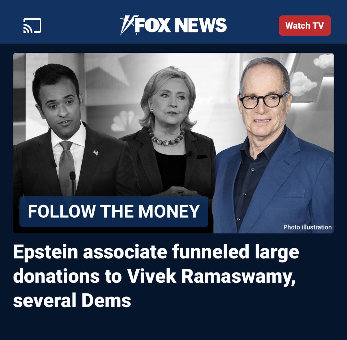 Disciple4Lif's tweet image. FoxNews is trying to harm @VivekGRamaswamy 

“Epstein’s dog’s first owner’s cousin donated money to #Vivek”

@FoxNews #Epstein #EpsteinClientList 

Remember to join @TuckerCarlson’s new subscription service. 👋🥶👍