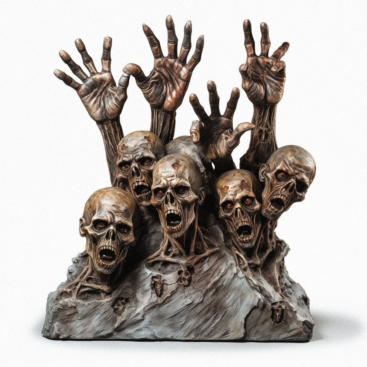 Kukuti89's tweet photo. MetaMuseum new auction live! 🟢

Rise of the Forgotten.
[This evocative work is a hyper-realistic sculpture depicting a cluster of skeletal figures rising from an earth-like base...]

#AIart #metamuseum #tezosCummunity https://t.co/GVfpHk5aUc
