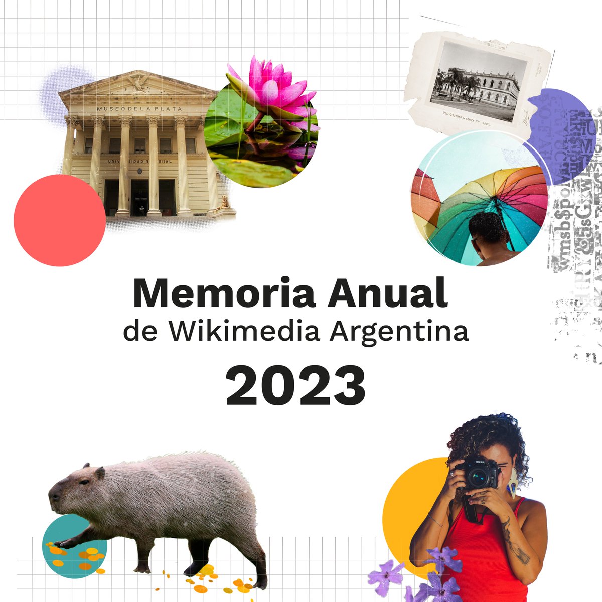 👩🏽‍💻¿Qué hicimos en 2023? Te lo contamos en nuestra memoria anual.

✨Conocé las actividades destacadas de nuestros programas, volvé mirar nuestros conversatorios  y encontrá a nuestra mascota Wikibara 🥰  en las galerías de imágenes. 

🔗 commons.wikimedia.org/wiki/File:Memo…