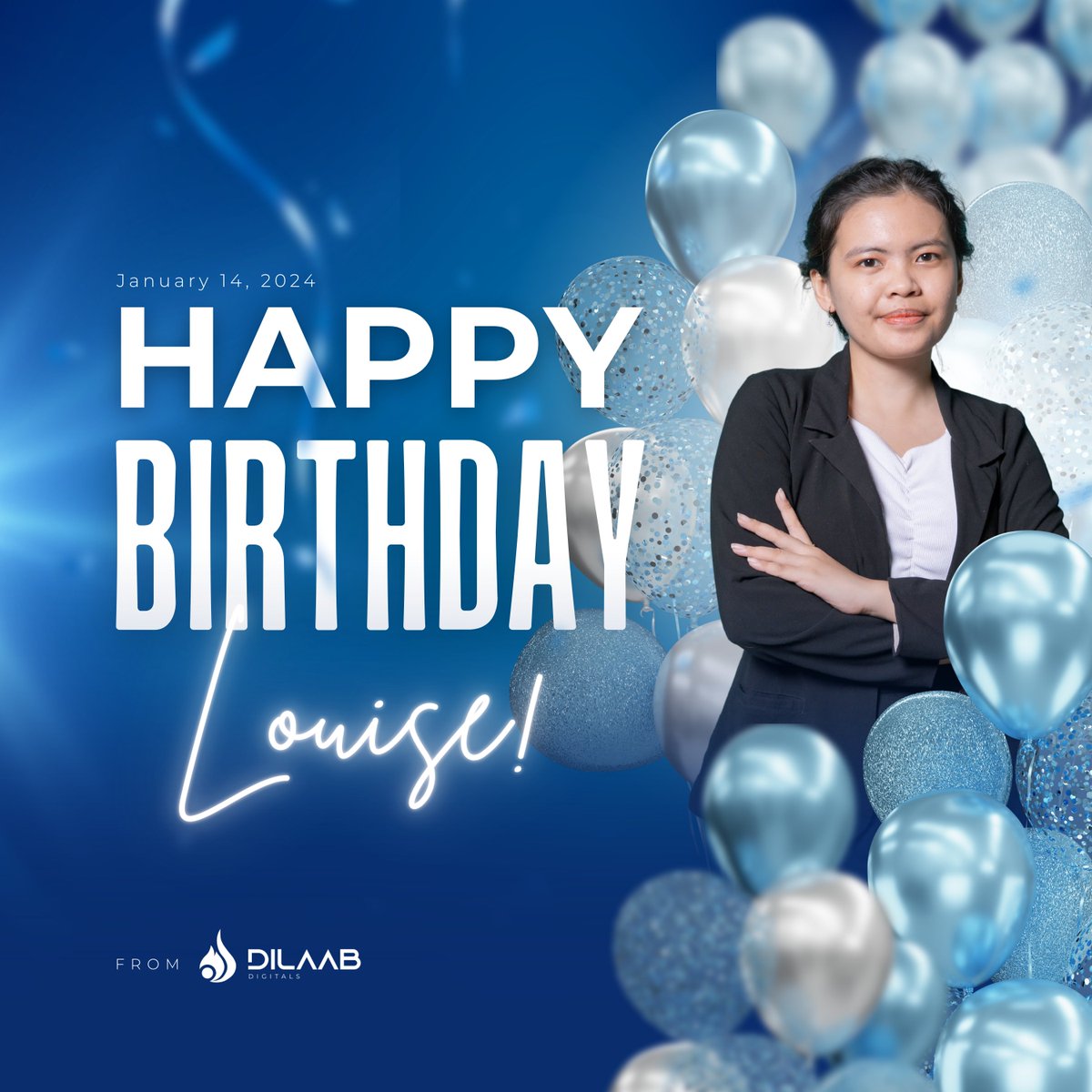 dilaabdigitals's tweet photo. 𝐇𝐚𝐩𝐩𝐲 𝐁𝐥𝐚𝐳𝐢𝐧𝐠 𝐁𝐢𝐫𝐭𝐡𝐝𝐚𝐲, 𝐋𝐨𝐮𝐢𝐬𝐞!

Today marks the start of a new journey filled with exciting possibilities and opportunities.The entire Dilaab Digitals family wishes you a day filled with joy, laughter, and all the things that bring a smile to your face. https://t.co/zZfWoOjeDi