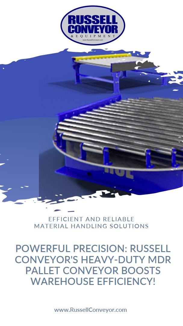 Revolutionize your warehouse efficiency with Russell Conveyor's Heavy Duty MDR Pallet Conveyor! Seamless automation for peak performance. bit.ly/3OK5hc5 #WarehouseAutomation #LogisticsSolution #ConveyorSystems
