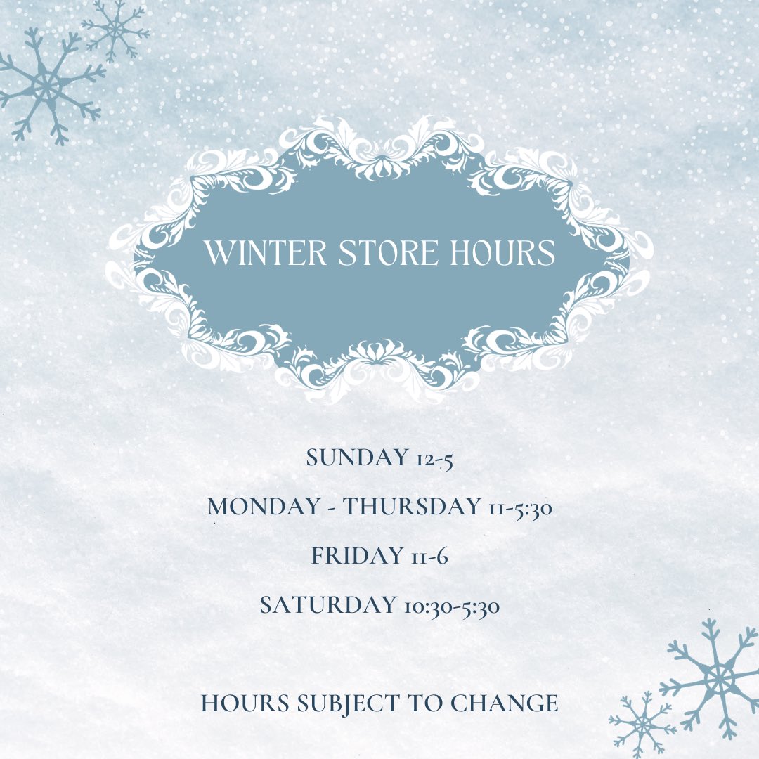 Just a reminder that our Winter hours are in effect. #thebookdragonshopstauntonva #indiebookstore #storehours @stauntondowntown @visitstaunton #downtownstaunton #stauntonva