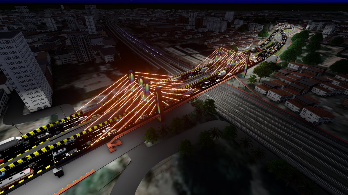 Maharail_Corp's tweet photo. 3D visual of Cable Stayed ROB at #Ghatkopar. #MRIDC is implementing the construction of this Cable Stayed Bridge. This will ease the traffic congestion and smooth Traffic movement on AGLR. #infrastructure #RoadSafety #Railways https://t.co/grT9vv0nce