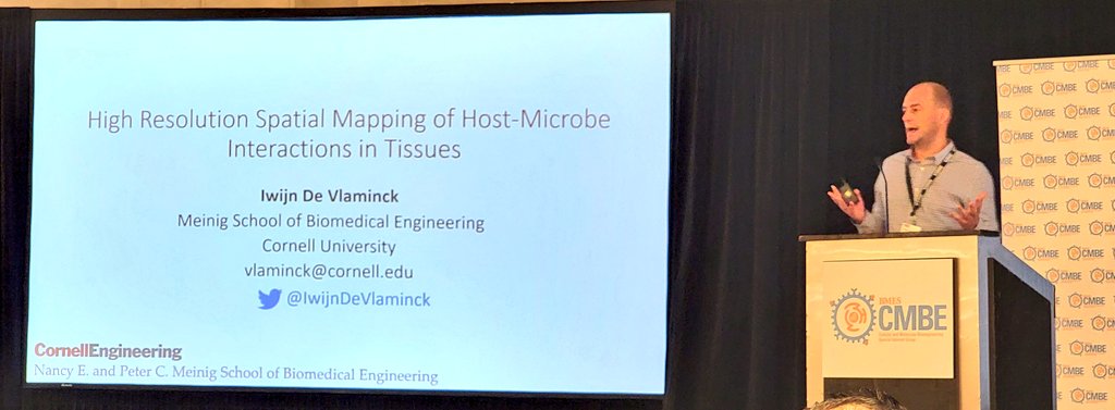 @IwijnDeVlaminck microbiome FISH identifying in situ bacterial species! Absolutely loved it, can I have it, please for our research? @CornellBME #CMBE2024 @BMES_CMBE