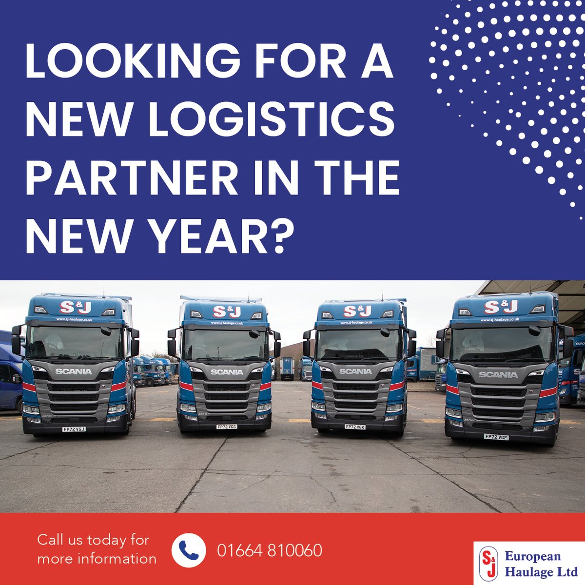 Ready to kickstart 2024 with seamless logistics solutions? 🌟 

Our top-notch services ensure your haulage travels safely and efficiently across the UK. From transportation to storage in our onsite warehouse, we've got you covered 🚚

bit.ly/45MkRfa

#SJHaulage