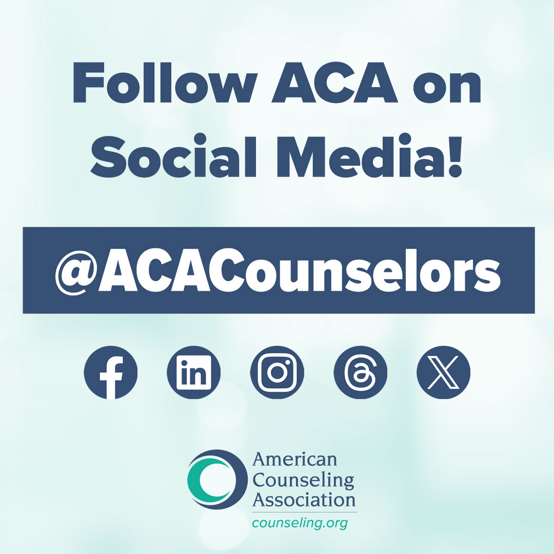 Keep up with the American Counseling Association by following us on all of our social media platforms!