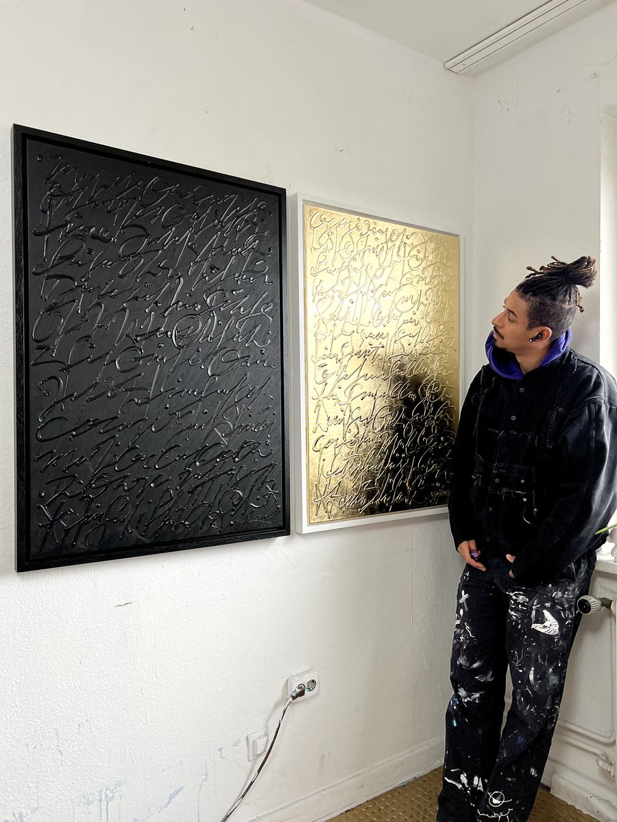 armah_art's tweet photo. Golden days……. „Noir“ welcome 2024 #art #calligraphy #modernart #abstraction #gold https://t.co/9fhlmduPyi