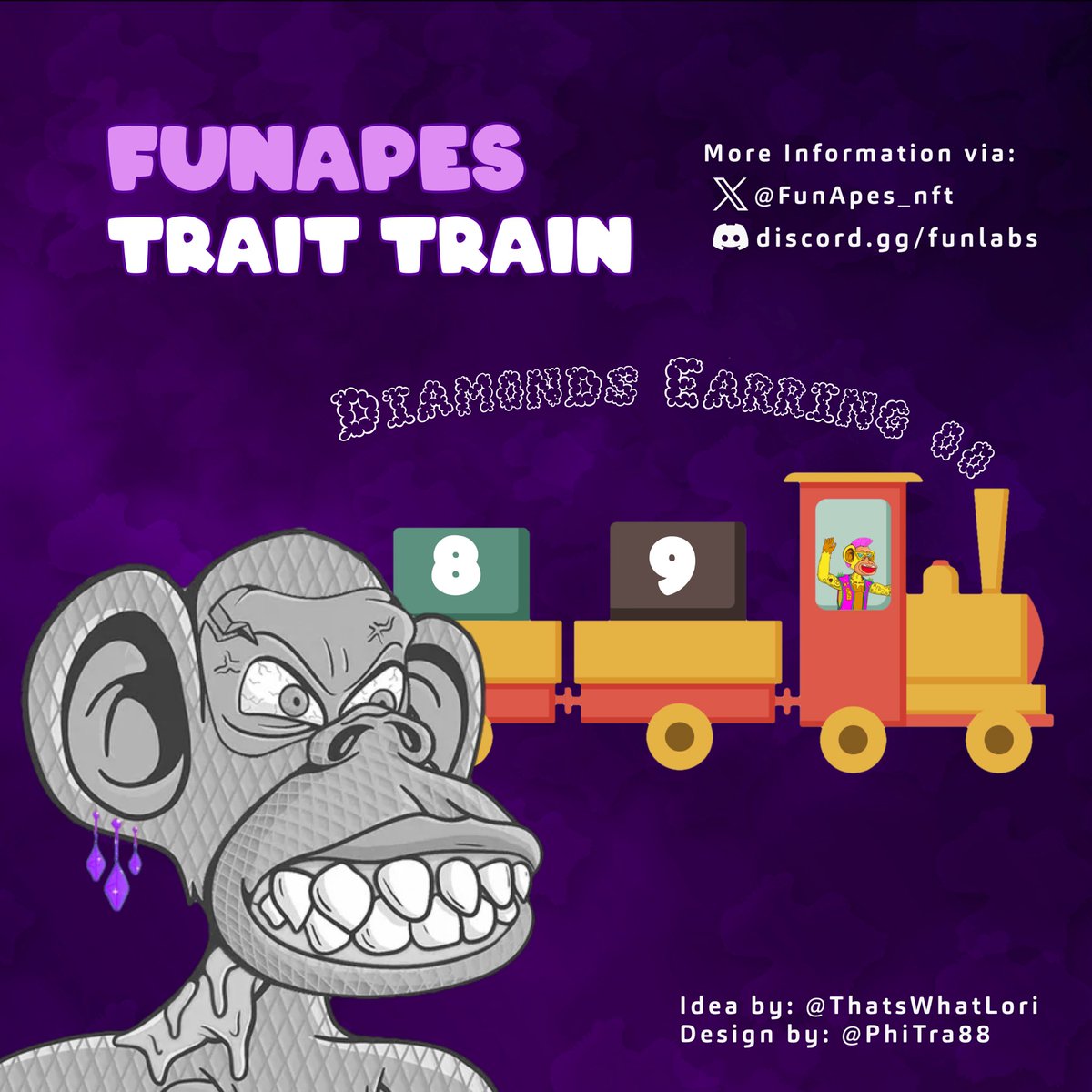 ThatsWhatLori's tweet photo. GM, #FunApesNFT Fam ๐
Welcome to day 89 of our 171 day long trait train ๐
Today we are showcasing an earring trait - Diamonds ๐
๐Category: hat
๐Supply: 67
๐
rarity: 0.75%
Post your Diamonds ๐
FA# 2986 owned by @LukeDefi1337 https://t.co/NT4soVk9ke