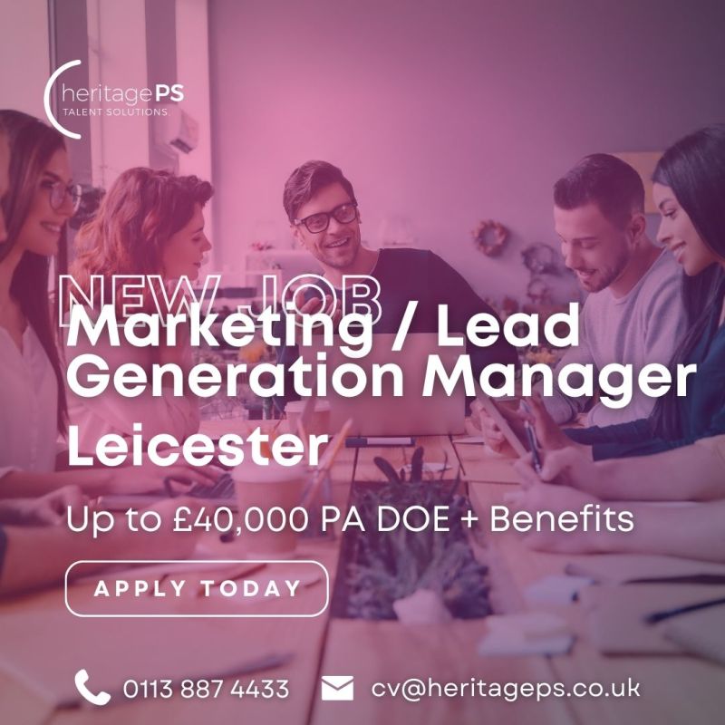 HeritagePS_TalentSolutions (@heritageps_ts) on Twitter photo We have an opportunity available for a Marketing / Lead Generation Manager based in Leicester!
For more information, contact Elly Clow CertRP at 0113 887 4433 or email elly.clow@heritageps.co.uk. Don't miss out on this exciting opportunity
#newrole #marketing #roles We have an opportunity available for a Marketing / Lead Generation Manager based in Leicester!
For more information, contact Elly Clow CertRP at 0113 887 4433 or email elly.clow@heritageps.co.uk. Don't miss out on this exciting opportunity
#newrole #marketing #roles