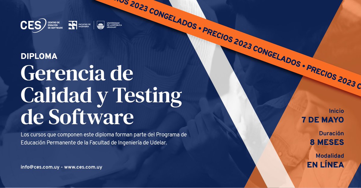 ces_com_uy's tweet photo. Tu carrera laboral está en tus manos, ¡llévala más allá!
🗓 Inicia el 7 de mayo
💻 Totalmente en línea
⏰ ¡Sin horarios!
🤝 Programa de Educación Permanente Facultad de Ingeniería - Udelar
#softwaretesting #carreradetesting #ces20años #expertosentesting https://t.co/ofeYQeS0ty