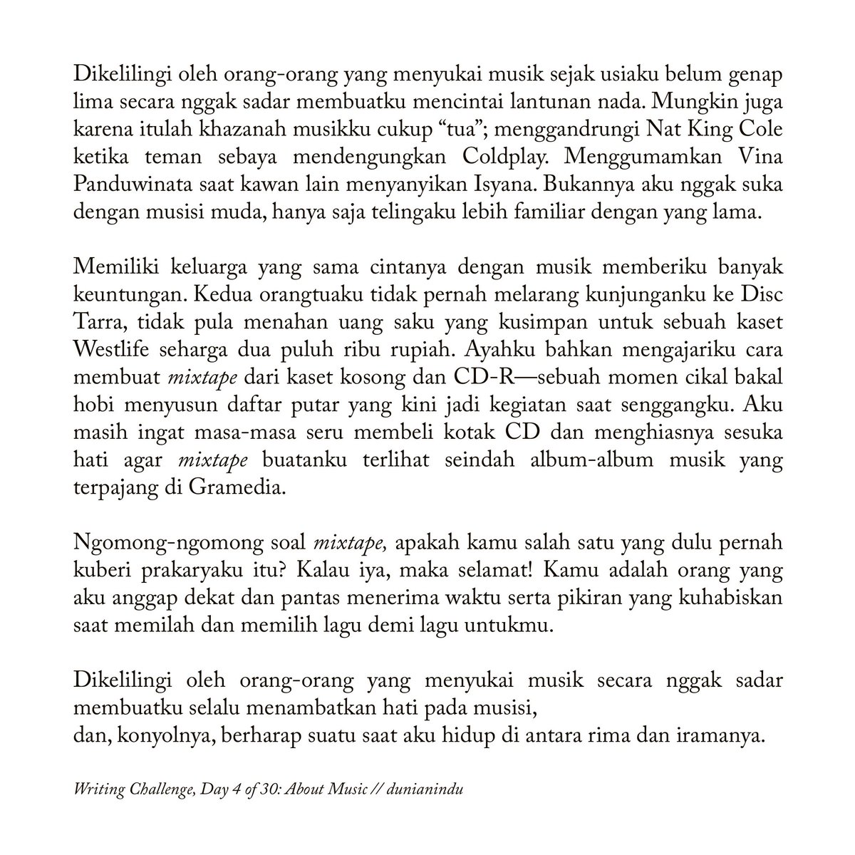 italydinners's tweet image. #30DaysWritingChallenge day 4: about music