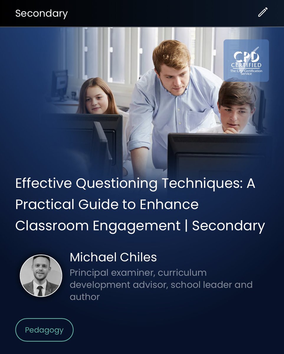 m_chiles's tweet photo. My new course on questioning is now available from @TheNatCollege ββ
@CrownHousePub
#PowerfulQuestioning https://t.co/b24cLRjRl1