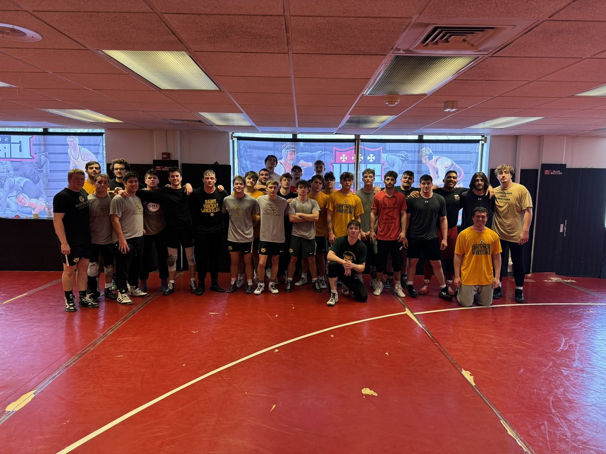 .<a href="/SVC_Wrestling/">Saint Vincent Wrestling</a> 🤝 <a href="/Griffswrestling/">Seton Hill Wrestling</a> 
Thank you for the workout today. Let’s continue to build in Westmoreland County!