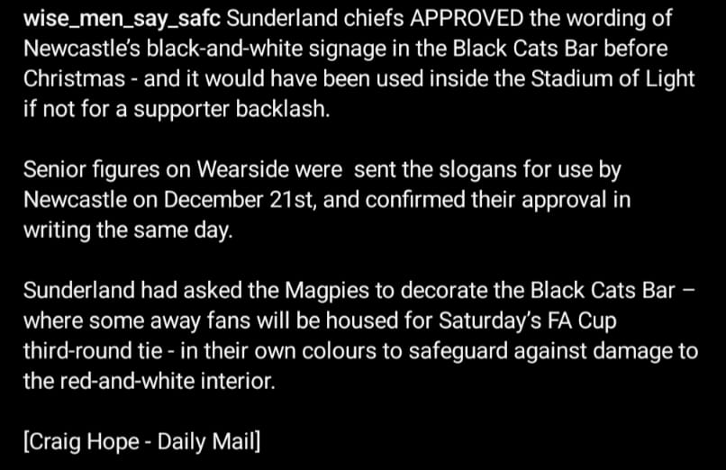 kyle_wilkinson's tweet photo. @talkSPORT Designed by NUFC, signed off by SAFC last year apparently! Absolutely disgusting. No other club does this and we've never done this, so why now and WHY for NUFC!? #safc #facup https://t.co/MHXXQnKiY0