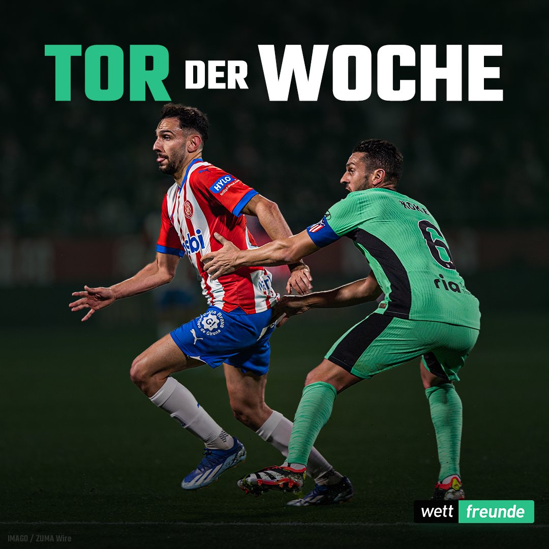wettfreunde's tweet photo. Wie gut war das Tor von Ivan Martin zum 4:3 Erfolg gegen Atleticó Madrid und wie gut ist der Girona FC bitte? 🤯

Unglaubliche Leistung des Teams von Trainer Míchel in dieser Saison!

#girona #laliga #ivanmartin #torderwoche #fußball https://t.co/QFmYjpp4BK